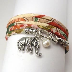 Wrap Bracelet Made With Japanese Chirimen Cord And..