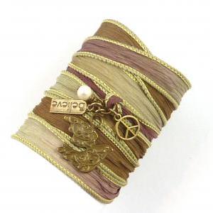 Silk Wrap Bracelet With Dove, Peace Sign, Believe..